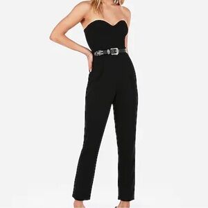 Express Black Strapless Jumpsuit with Sweetheart Neckline
